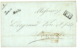 METELIN : 1853 Trés Rare Cursive METELIN + P.P. Sur Lettre Avec Texte De METELIN Pour La FRANCE. Pothion Indice 30 = 300 - 1849-1876: Klassieke Periode