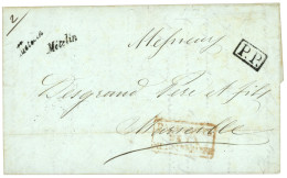 METELIN : 1853 Trés Rare Cursive METELIN + P.P. Sur Lettre Avec Texte De METELIN Pour La FRANCE. Pothion Indice 30 = 300 - 1849-1876: Période Classique