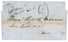 GALLIPOLI : 1854 Rare Cursive GALLIPOLI + Taxe 20 Sur Lettre (pd) Avec Texte Pour PARIS. Pothion Indice 30 = 3000€. TB. - 1849-1876: Klassik