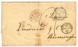 SALONIQUE : 1868 Marque D' échange FR / 2F40c En ROUGE (1ère Pièce Vue ! )  + SALONIQUE TURQUIE Sur Lettre Pour L' ANGLE - 1849-1876: Classic Period