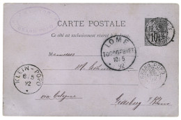 BENIN : 1892 Entier CG 10c Obl. GRAND-POPO + KLEIN-POPO + LOME TOGOGEBIET Pour L' ALLEMAGNE. TTB. - Autres & Non Classés