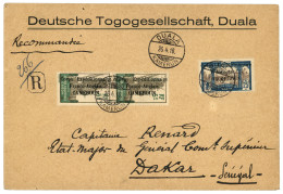 1916 Paire 5c (n°41) + 25c (n°44) Obl. DUALA KAMERUN Sur Lettre RECOMMANDEE Pour DAKAR. TTB. - Andere & Zonder Classificatie