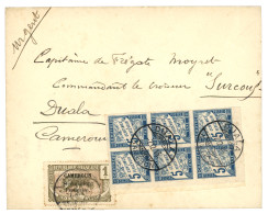 1915 1c Sur Lettre Pour DUALA Taxée Avec TAXES COLONIES GENERALES 5c (x6) Obl. DUALA. RARE. TB. - Autres & Non Classés