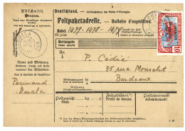 1918 10c Obl. DUALA Sur BULLETIN D' EXPEDITION Pour La FRANCE. RARE. TTB. - Autres & Non Classés