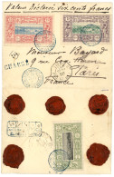 COTE DES SOMALIS : 1898 15c + 25c + 1F (verso) Obl. DJIBOUTI Sur Lettre CHARGEE Pour PARIS. TTB. - Altri & Non Classificati