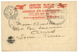 CHINE : 1916 TIEN-TSIN CHINE POSTE FRANCAISE Sur Carte MILITAIRE (type Spécial Rare) Pour AMIENS. TTB. - Autres & Non Classés
