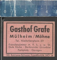 GASTHOF GRAFE MÜLHEIM MÖHNE  -   ALTES DEUTSCHES STREICHHOLZ ETIKETT - OLD MATCHBOX LABEL GERMANY - Boites D'allumettes - Etiquettes