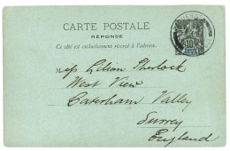 GABON : 1901 Entier CONGO FRANCAIS 10c Daté "GABON" Obl. PAQUEBOT LIVERPOOL Pour L' ANGLETERRE. TTB. - Otros & Sin Clasificación