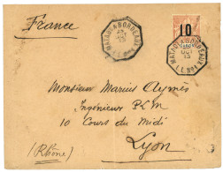 GABON : 1913 Provisoire 10 S/ 40c Obl. MATADI A BORDEAUX L.L. N°1 Sur Lettre Pour LYON. TTB. - Autres & Non Classés