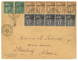 GUADELOUPE - CAPESTERRE : 1892 1c (x5)+ 2c (x5) + 5c (x2) Obl. Cachet Rare CAPESTERRE (BOURG) GUADELOUPE Sur Lettre Pour - Autres & Non Classés