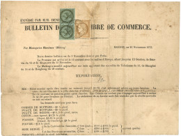 1873 Paire 1c AIGLE +10c CERES (n°11) Obl. COCHINCHINE SAIGON Sur Journal Complet (BULLETIN DE LA CHAMBRE DE COMMERCE) D - Sonstige & Ohne Zuordnung