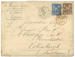 "Tarif à 35c" : 1881 CG 15c + 20c SAGE Obl. SAIGON Sur Lettre Pour EDINBURGH (ECOSSE). RARE. TB. - Other & Unclassified