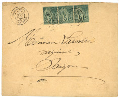 SOC-TRANG : 1890 CG 5c (x3) Obl. COCHINCHINE SOC-TRANG Sur Lettre Pour SAIGON. Rare. TB. - Autres & Non Classés