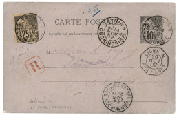 TAYNINH Pour La REUNION : 1892 Entier CG 10c + 25c Obl. TAYNINH En RECOMMANDEE Pour ST PAUL (ILE De LA REUNION). Destina - Other & Unclassified