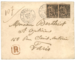 RACHGIA: 1890 CG 25c (x2) Obl. RACHGIA Sur Lettre RECOMMANDEE Pour PARIS. Superbe. - Other & Unclassified