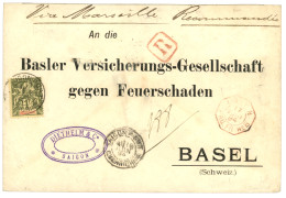 1894 1F Obl. SAIGON-PORT + LIGNE N PAQ FR. N°8 Rouge Sur Lettre Pour BASEL (SUISSE). TTB. - Sonstige & Ohne Zuordnung