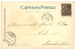 "Timbre Pour COLIS POSTAUX Utilisé Postalement" : 1900 COLIS-POSTAUX (n°1) Obl. LIGNE N PAQ. FR N°7 Sur Carte Pour La SU - Sonstige & Ohne Zuordnung