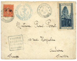 CAMBODGE : 1932 FRANCE F.M. 50c Obl. ANGKOR CAMBODGE + VISITEZ ANGKOR Sur Lettre Pour La FRANCE. TB. - Autres & Non Classés