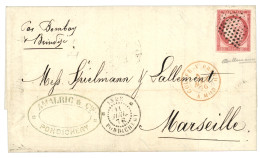 INDE : 1876 CG 80c CERES TB Margé + INDE PONDICHERY Sur Lettre Pour La FRANCE. Signé DILLEMANN. TTB. - Sonstige & Ohne Zuordnung