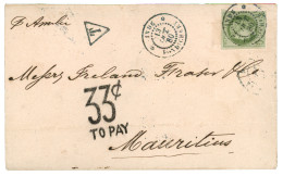 INDE - Tarif IMPRIME Pour MAURICE : 1880 CG 5c CERES TB Margé Obl. INDE PONDICHERY + Trés Rare Cachet Taxe "33c TO PAY"  - Autres & Non Classés