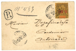 MADAGASCAR : 1892 0,60 S/ 75c Variété Surcharge Renversée (n°122a) Sur Lettre RECOMMANDEE Pour ANTSIRABE. Variété Trés R - Other & Unclassified