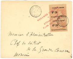 MADAGASCAR - COMORES : 1923 FISCAUX Paire 0,20 Obl. Griffe Rouge GRANDE COMORES AFFRANCHI Ainsi Faute Timbres + MORONI M - Other & Unclassified