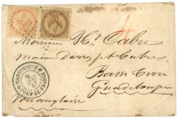 MARTINIQUE - British PACKET AGENT  : 1867 AIGLE 10c + 40c Pd + MARTINIQUE FORT DE FRANCE + Taxe Anglaise 4 Sur Enveloppe - Autres & Non Classés