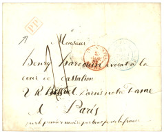 REUNION: 1852 ST PAUL ILE DE LA REUNION En Bleu + P.P Encadré Rouge + Taxe 11, Pour PARIS. TB. - Otros & Sin Clasificación