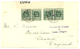 ANGLO FRENCH OCC. : 1915 1/2d (n°59)x4 Obl. LOME TOGO Sur Lettre CENSUREES Pour L'ANGLETERRE. TTB. - Other & Unclassified