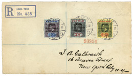 ANGLO FRENCH OCC. : 1918 2 Sh + 2Sh/6d + 5 Sh Obl. LOME Sur Lettre RECOM. Pour NEW-YORK (USA). TTB. - Autres & Non Classés