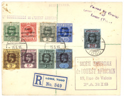ANGLO FRENCH OCC. : 1916 1/2d To 2Sh 6d Obl. LOME Sur Lettre RECOMMANDEE + CENSURE Pour PARIS. TB. - Autres & Non Classés