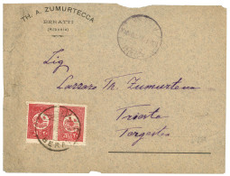 ALBANIA : 1910 TURKEY Pair 20p Canc. BERAT On Envelope (faults) From BERATTI To TRIESTE. Vf. - Albanie