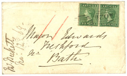 ANTIGUA : 1869 Superb Pair Of 6d Green Canc. A02 On Envelope To ENGLAND. Scarce. Vvf. - Other & Unclassified