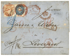 AUSTRIA - PRUSSIA REGISTERED : 1865 10kr + 15kr + Verso 10kr Canc. Red Cachet RECOMMANDIRT WIEN + Rare Crown Cachet PRUS - Andere & Zonder Classificatie