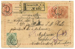BOSNIA To NETHERLAND INDIES : 1904 P./Stat. 10k + 5k + 10k (x2) Sent REGISTERED From SARAJEVO To MAKASSAR CELEBES. Extre - Bosnia And Herzegovina