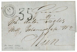 "KUSTENDJE - DAMPFER AFRICA" : 1865 LLOYD AGENZIE KUSTENDJE + Rare 35 Tax Marking (special Type) On Entire Letter Dateli - Oriente Austriaco