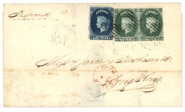 CEYLON To HONG-KONG : 1866 1d (small Fault) + Pair 2d + GALLE PAID Red On Cover To HONG-KONG. Verso, HONG-KONG Cds. Supe - Ceylan (...-1947)