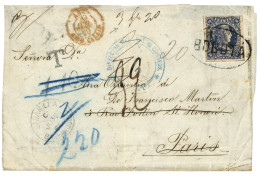 COLOMBIA : 1880 COLOMBIA 20c Canc. BOGOTA + T + 32 Tax Marking On Entire To FRANCE. Vf. - Colombia