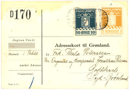 GROENLAND : 1937 PAKKE-PORTO 10 Ore + 1Kr On Card To GODTHAAB. Scarce. Vf. - Otros & Sin Clasificación