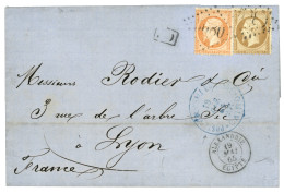 EGYPT - Combinaison Cover - GOVERMENT POST PERIOD : 1865 FRANCE 10c + 40c Canc. GC 5080 + ALEXANDRIE EGYPT + Blue Egypti - Otros & Sin Clasificación