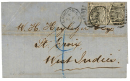 GREAT BRITAIN : 1876 6d Grey (x2) On Cover From LONDON To STE CROIX (DANISH WEST INDIES). Vf. - Sonstige & Ohne Zuordnung