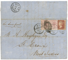 GREAT BRITAIN To DANISH WEST INDIES : 1877 GB 1d + 2 1/2d (x2) On Cover From LONDON To STE CROIX WEST INDIES. Verso, Sup - Other & Unclassified