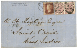 GREAT BRITAIN : 1878 1d Red + 2 1/2d Pink (x2) On Cover From LONDON To STE CROIX (DANISH WEST INDIES). Verso, Rare Cds C - Sonstige & Ohne Zuordnung