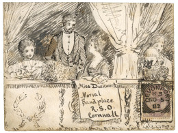 GREAT BRITAIN : 1882 1d Canc. DEVONPORT On Superb Painting Envelope To CORNWALL. Vvf. - Autres & Non Classés