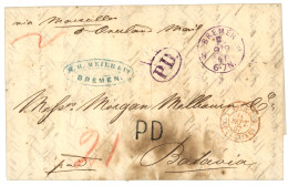 BREMEN To NETHERLAND INDIES : 1867 BREMEN F. Violet + PD On Entire Letter To BATAVIA. Vf. - Autres & Non Classés