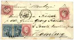 URUGUAY To HAMBURG : 1874 FRANCE 80c (x3) Canc. Anchor + MONTEVIDEO + URUGUAY 5c (x2) On Envelope To HAMBURG (GERMANY).  - Andere & Zonder Classificatie