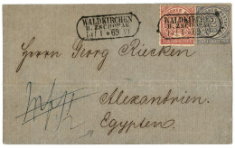 NORTH GERMAN CONFEDERATION Via TRIESTE To EGYPT : 1869 1g + 2g (small Fault) Canc. WALDKIRCHEN / B.ZCAHOPAU On Entire Le - Autres & Non Classés