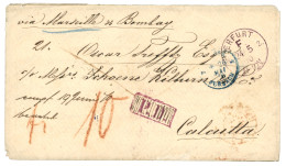 PRUSSIA : 1870 ERFURT/F. Violet + PD Erased On Envelope With Text To CALCUTTA (INDIA). Vvf. - Otros & Sin Clasificación