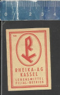 LEBENSMITTEL RHEIKA - AG KASSEL -   ALTES DEUTSCHES STREICHHOLZ ETIKETT - OLD MATCHBOX LABEL GERMANY - Boites D'allumettes - Etiquettes