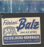 FEINKOST BALZ HEIDELBERG ROHRBACH -   ALTES DEUTSCHES STREICHHOLZ ETIKETT - OLD MATCHBOX LABEL GERMANY - Boites D'allumettes - Etiquettes